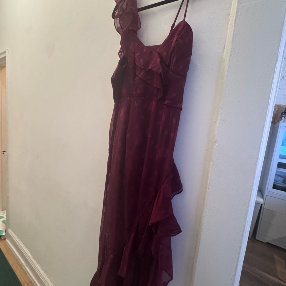 Lulu's Deep Red Asymmetrical Dress